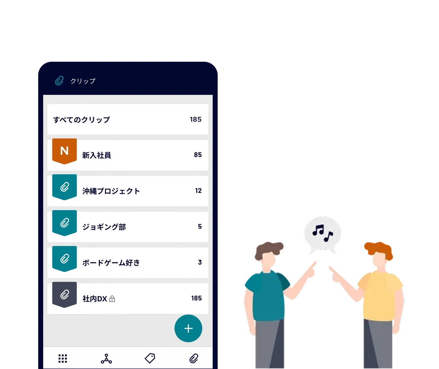 クリップしたメンバーのリスト画面