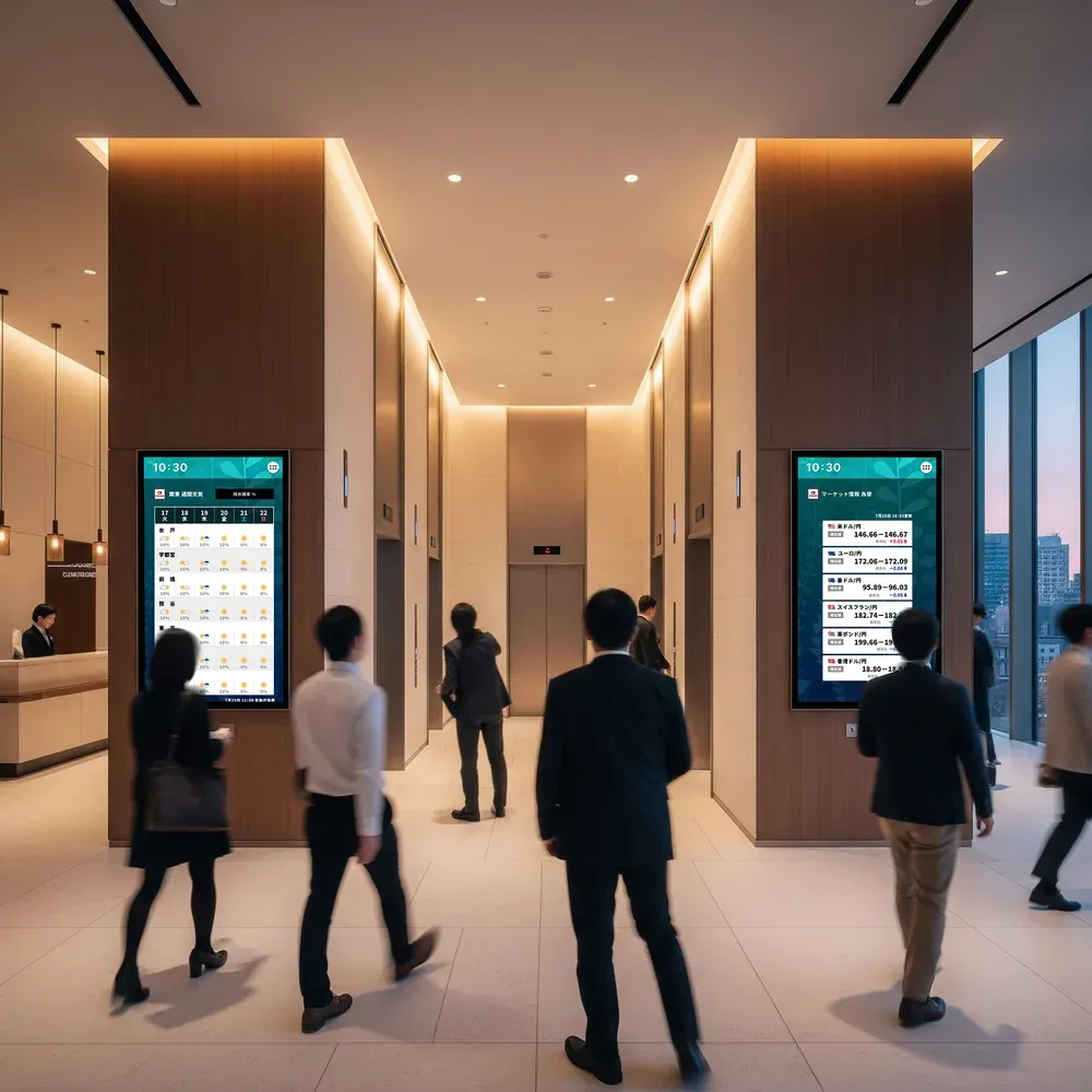 エレベーターホールに設置されたO2Wall